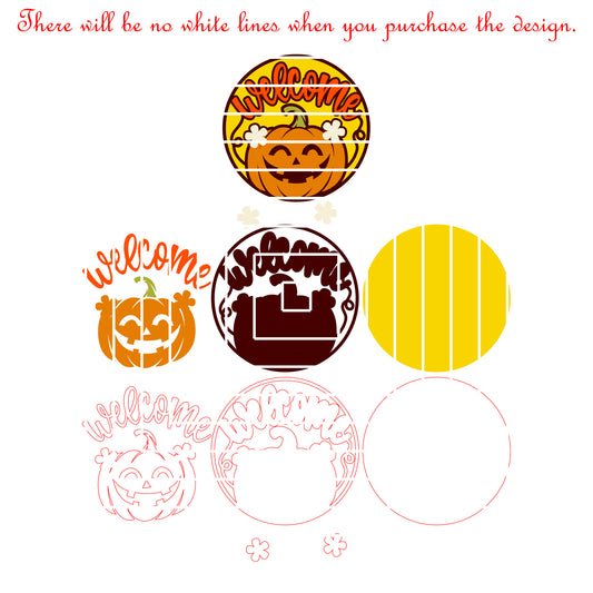 Pumpkin Welcome Fall Round Sign Laser Cut File SVG DXF | Autumn Door Decor Jack O Lantern Template | Glowforge LightBurn Digital Download