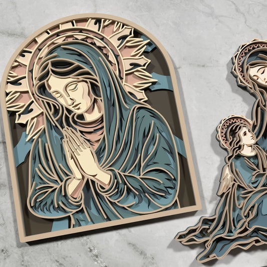 Virgin Mary Religious Wall Art Bundle Laser Cut Files SVG DXF | Catholic Christian Madonna Wood Templates | Glowforge LightBurn Digital Download