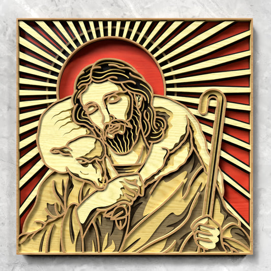 Jesus Good Shepherd Laser Cut File SVG DXF | Christian Religious Wall Art Wood Template | Glowforge LightBurn Digital Download