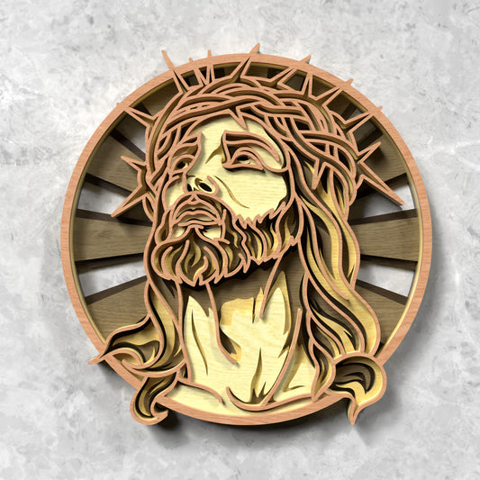 Jesus Crown of Thorns Round Wall Art Laser Cut File SVG DXF | Christian Religious Wood Template | Glowforge LightBurn Digital Download