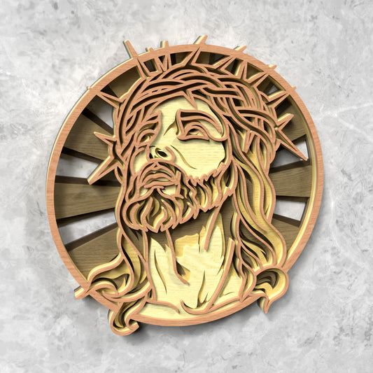 Jesus Crown of Thorns Round Wall Art Laser Cut File SVG DXF | Christian Religious Wood Template | Glowforge LightBurn Digital Download