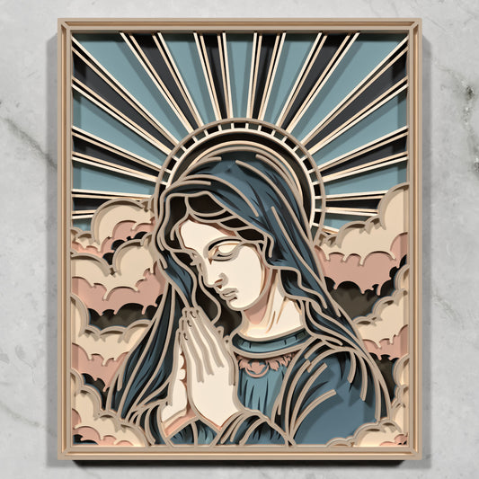 Praying Virgin Mary Wall Art Laser Cut File SVG DXF | Catholic Christian Religious Wood Template | Glowforge LightBurn Digital Download