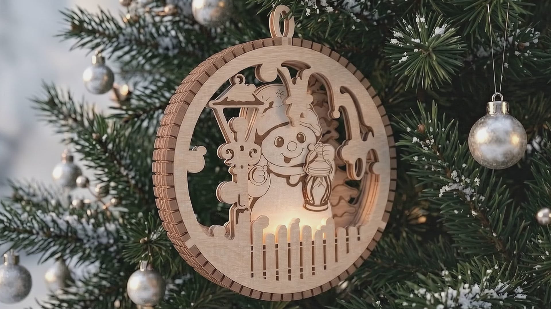Christmas Mitten Ornament SVG | Layered Christmas Bauble SVG | Winter Snowflake Ornament Laser Cut File | Wooden Christmas Tree Decoration SVG | Glowforge xTool CNC SVG