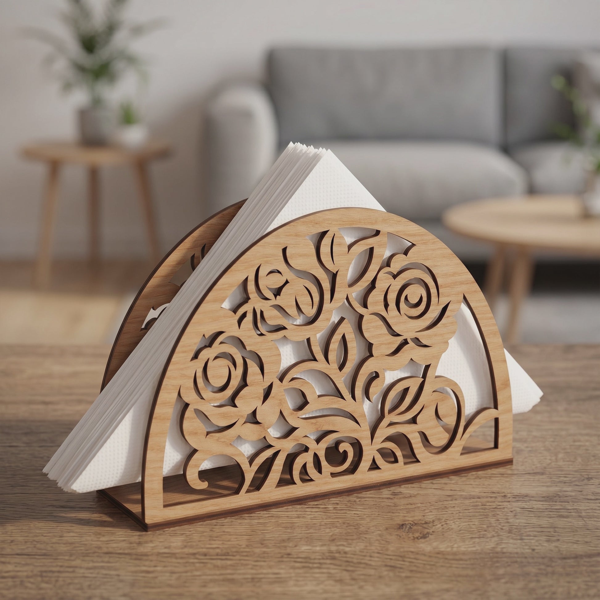 SVG DXF File Floral Napkin Holder Bundle Laser Cut Wooden Tissue Stand Design for Glowforge Wall Art Home Decor | CUTSVG.COM