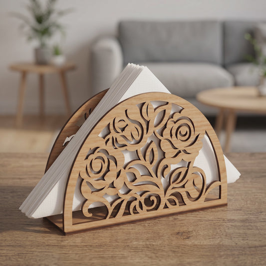 SVG DXF File Floral Napkin Holder Bundle Laser Cut Wooden Tissue Stand Design for Glowforge Wall Art Home Decor | CUTSVG.COM