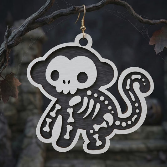 3D Halloween Skeleton Animals Earrings Shark Octopus Dolphin Elephant Monkey Universal Vector Design for All Laser Cutters xTool Glowforge CNC