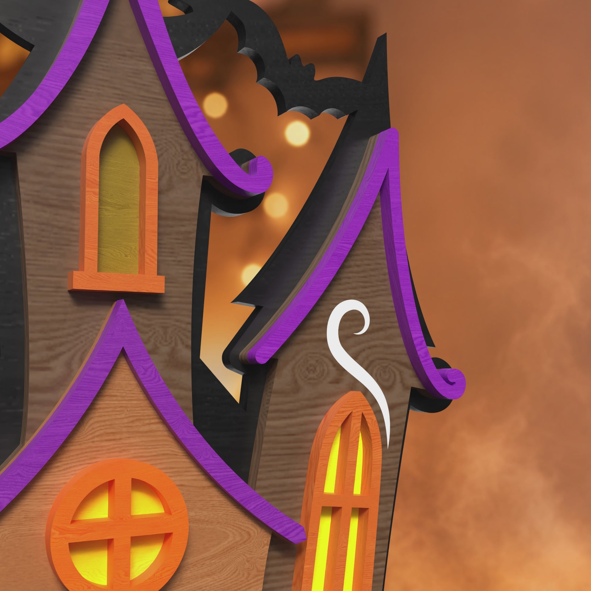 3D Halloween Haunted House Stand Ornament Spooky Ghost Moon Castle Universal Vector Design for All Laser Cutters xTool Glowforge CNC