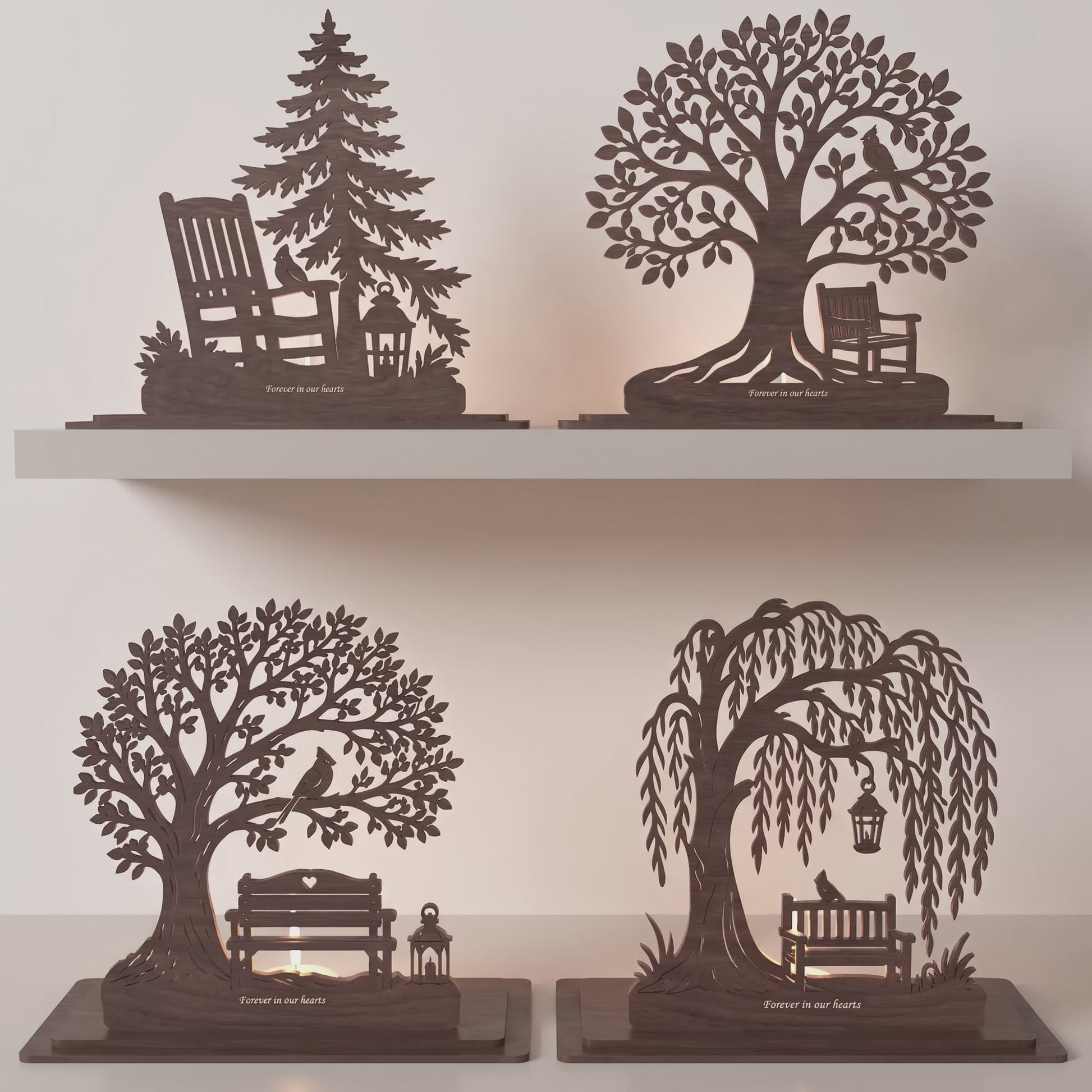 3D Multilayer Memorial Chair Tabletop Plaque SVG DXF Forever in our hearts Sympathy Gift Laser Cut Files Compatible with All Machines