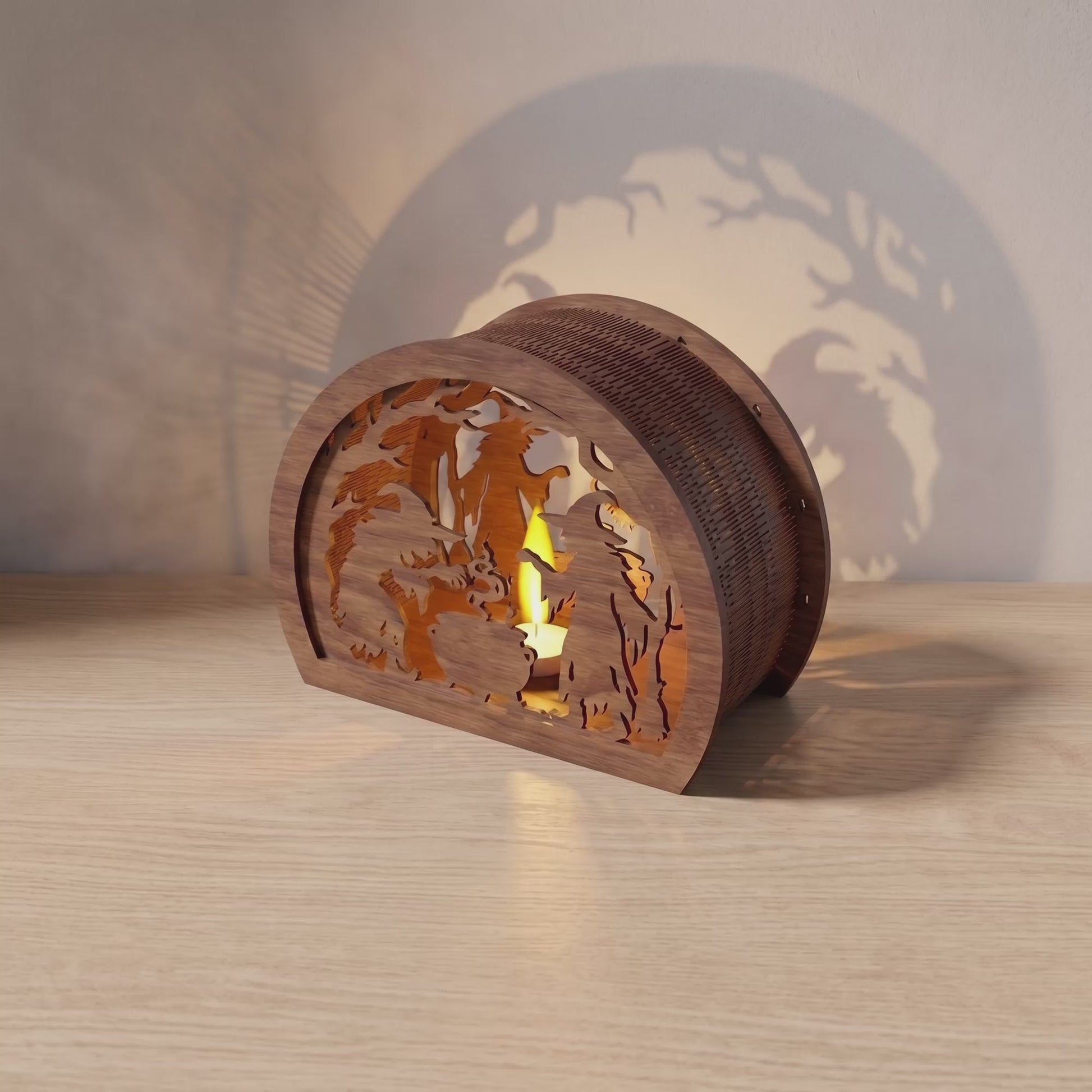 3D Halloween Semi Circle Lantern Tea Light Holder Spooky Zombie Graveyard Bundle Laser Cut Vector Design for Glowforge Table Decor