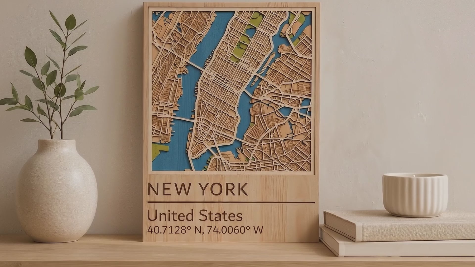 SVG DXF File Multilayer New York City Map Laser Cut 3D Wood 3D Cityscape Design for Glowforge Wall Art Home Decor | CUTSVG.COM