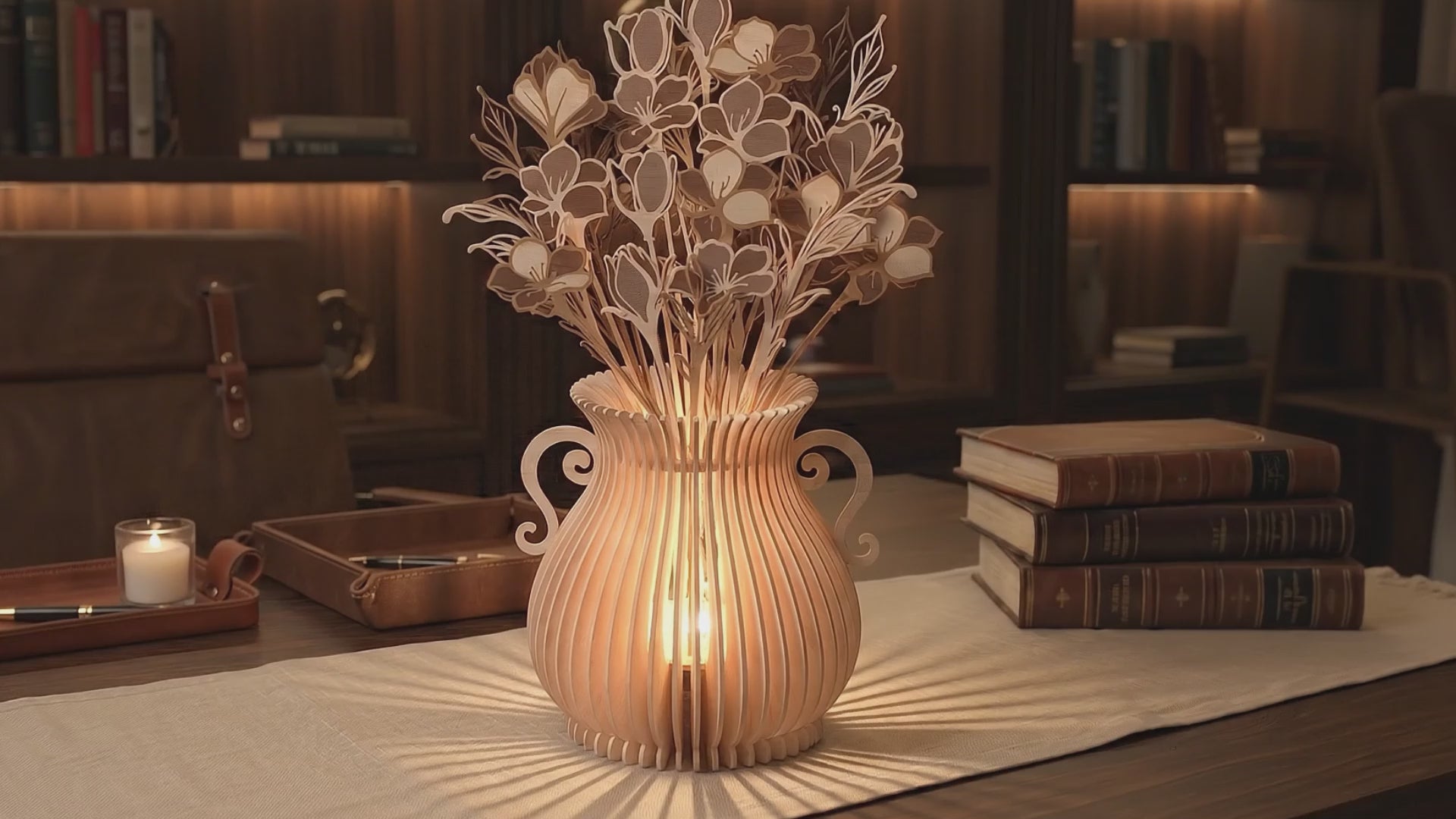 Floral Vase Lantern SVG | Layered Flower Lamp Laser Cut File | Decorative Wooden Vase Light for Glowforge, xTool & CNC