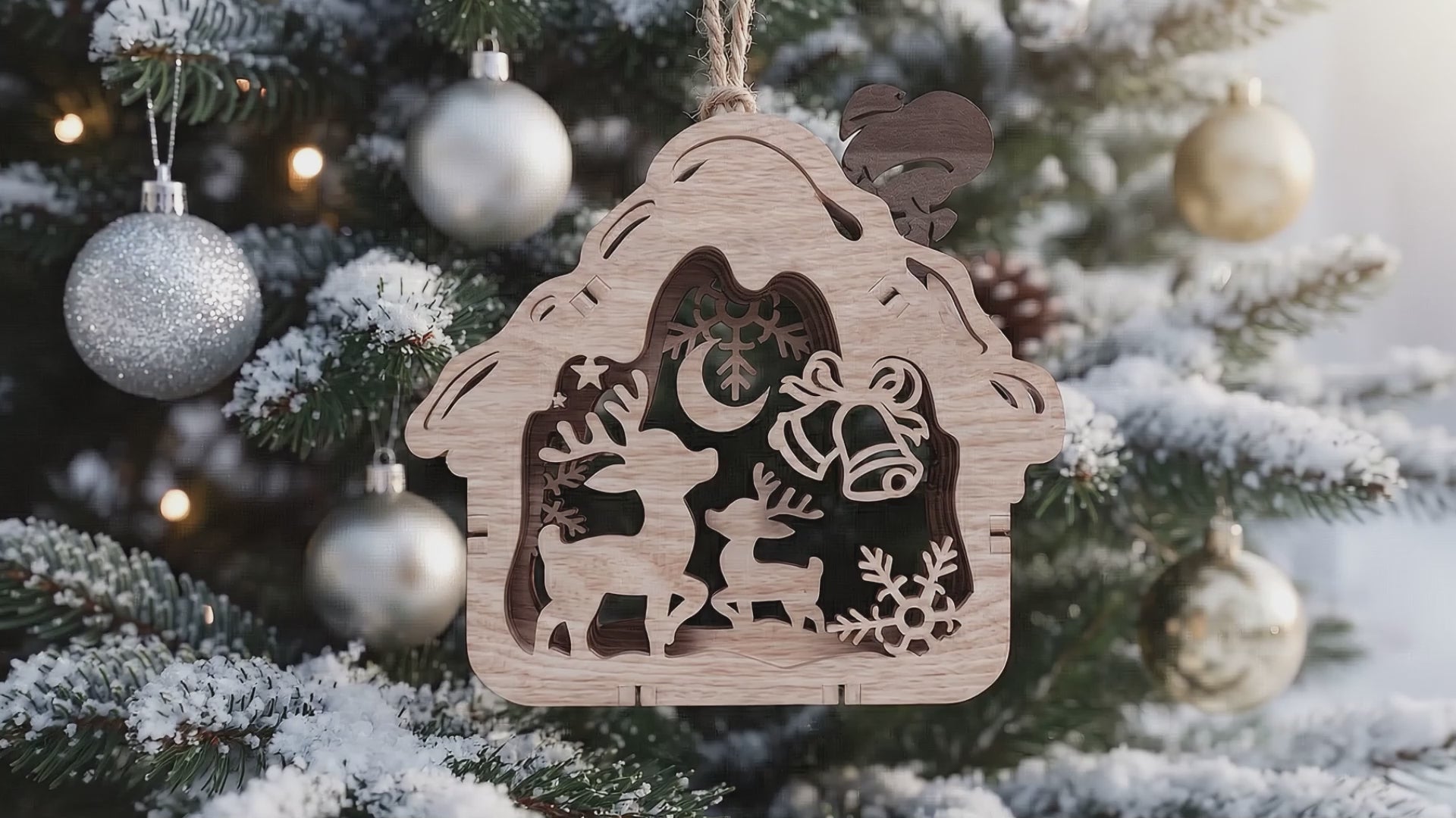 3D Multilayer Christmas House Ornaments Bundle SVG DXF Winter Village Hanging Plaques Laser Cut Files Compatible with All Machines