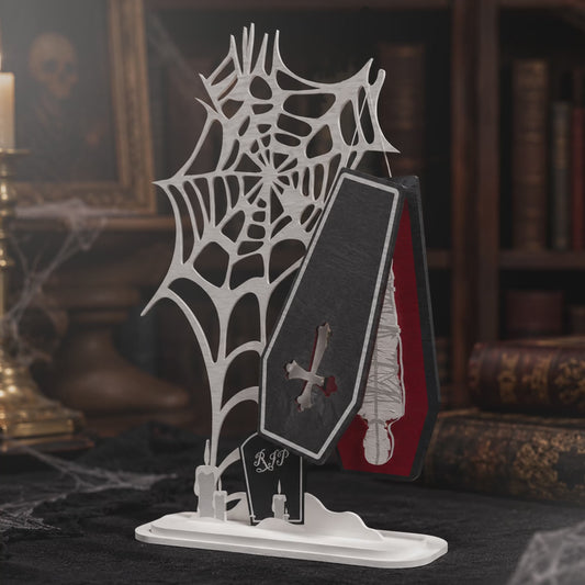 3D Halloween Layered Stand Ornament Spooky Ghost Coffin Skeleton Bundle Laser Cut Vector Design for Glowforge Table Decor