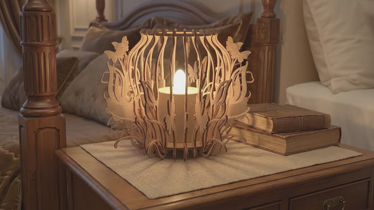 Butterfly Floral Candle Lantern SVG | Layered Laser Cut Tealight Holder | 3D Wooden Butterfly Lamp | Glowforge Candle Decor Digital Download