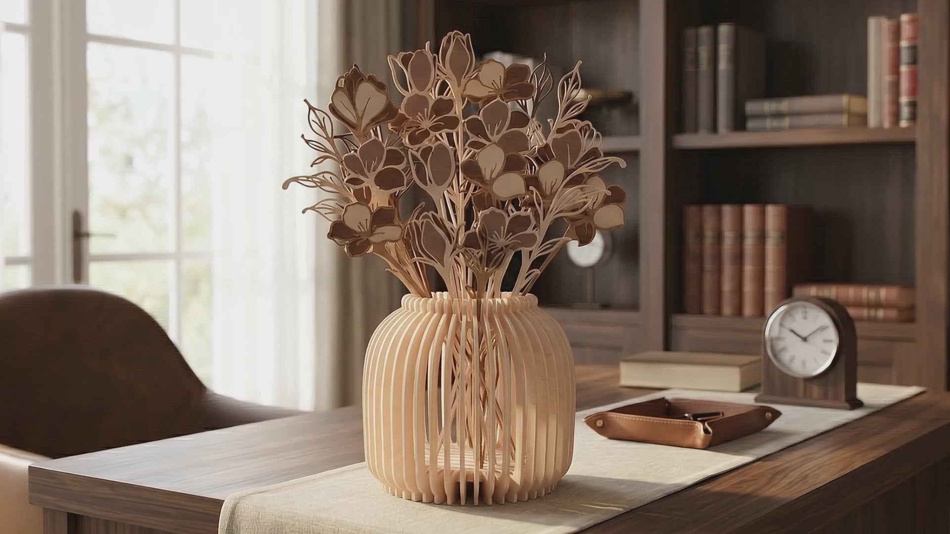 Floral Vase Lantern SVG | Layered Flower Lamp Laser Cut File | Wooden Vase Light Decor for Glowforge, xTool & CNC