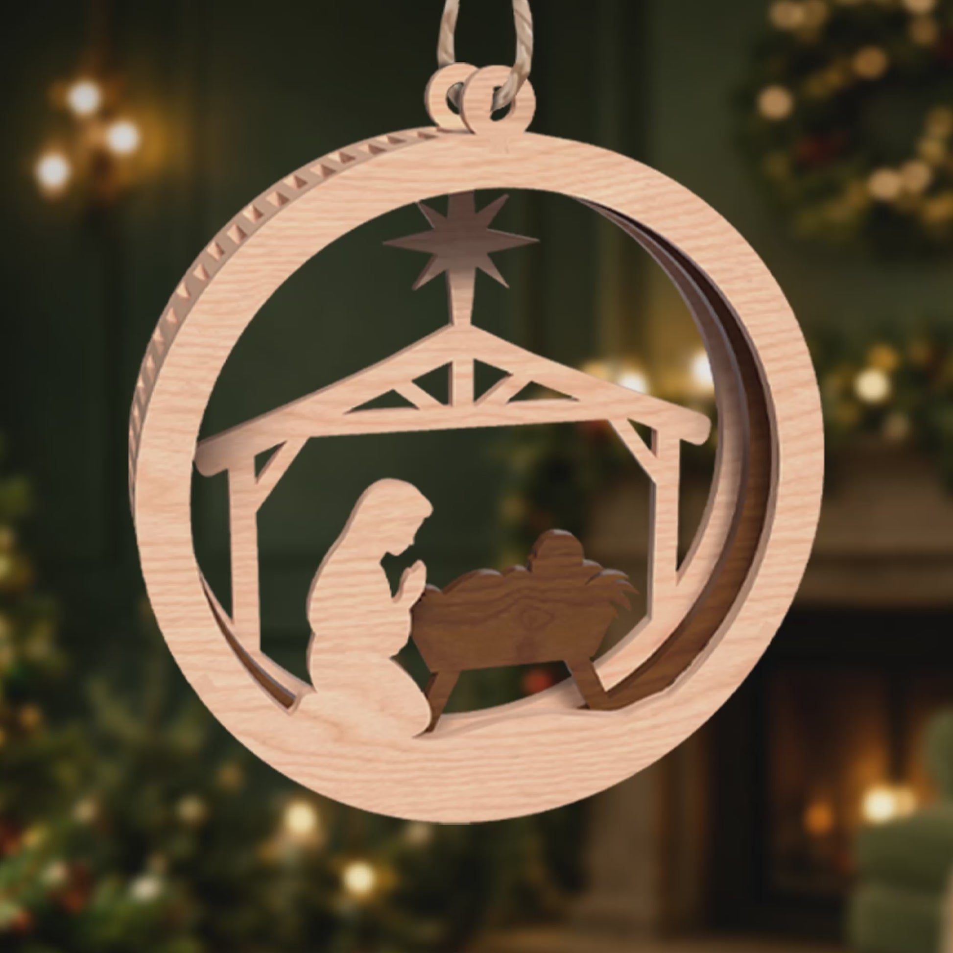 Multilayer Nativity Scene Ornaments Bundle 3D Christmas Hanging Plaques Vector Design File Compatible with All Laser Cutting Machines and CNC Routers