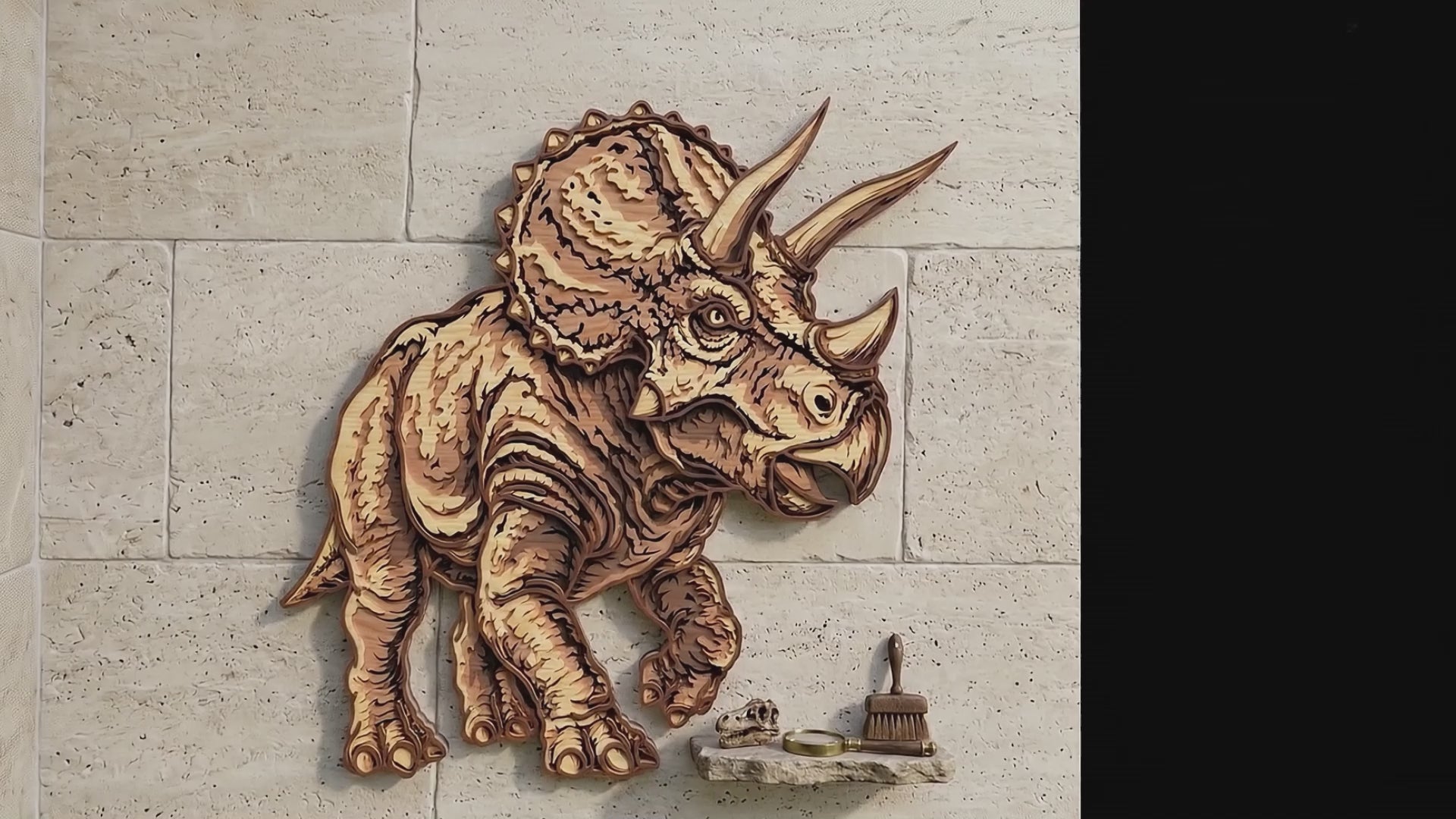 Triceratops Wall Art SVG | Layered Dinosaur Laser Cut File | Prehistoric Dino Decor for Glowforge, xTool & CNC