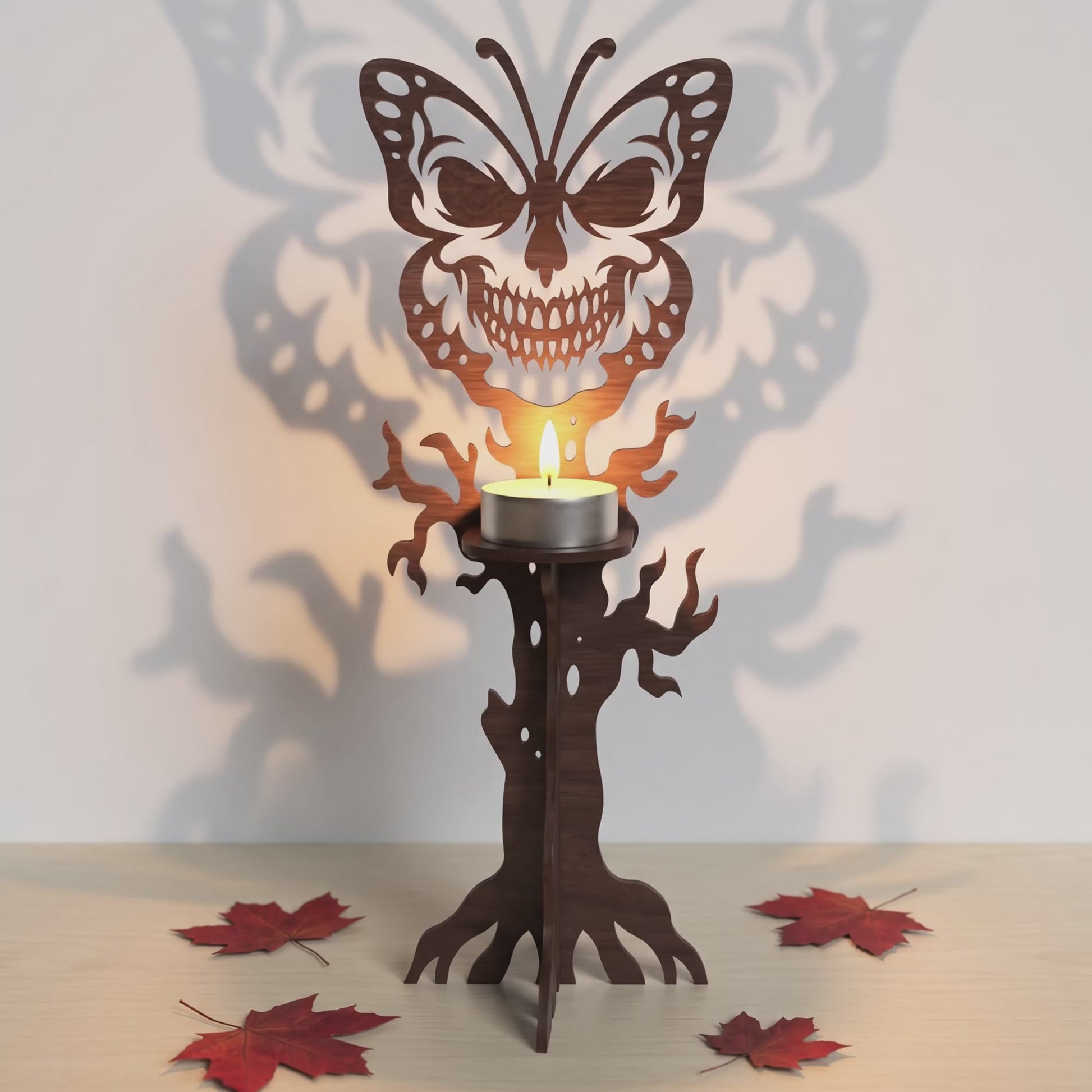 3D Halloween Shadow Projection Tea Light Holder Spooky Tree Witch Skull Bundle Universal Vector Design for All Laser Cutters xTool Glowforge CNC