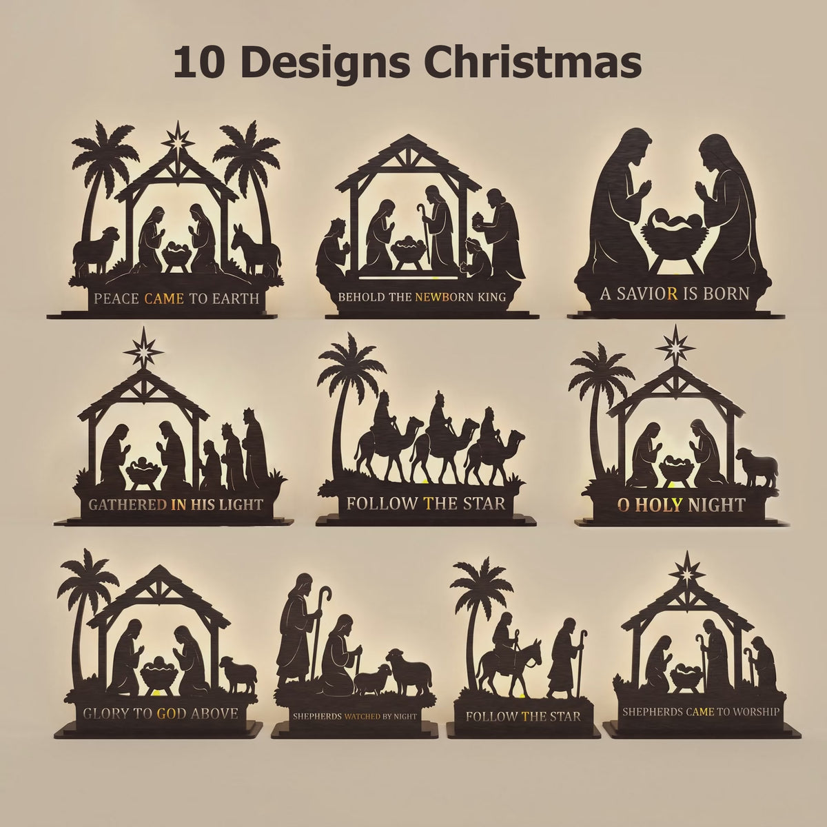 Nativity Scene Laser Cut Bundle, 10 Christian Christmas Table Decor Digital Designs