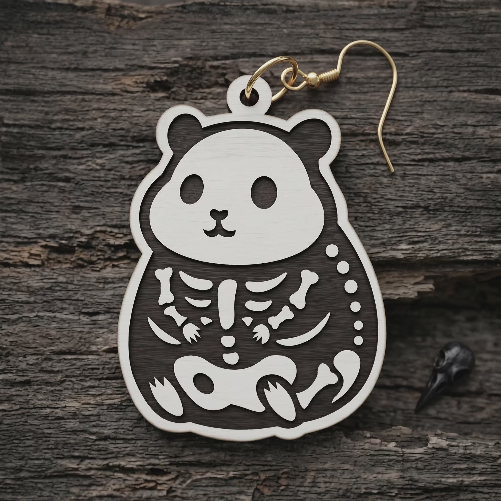 3D Halloween Skeleton Animals Earrings Panda Sheep Hedgehog Cow Universal Vector Design for All Laser Cutters xTool Glowforge CNC