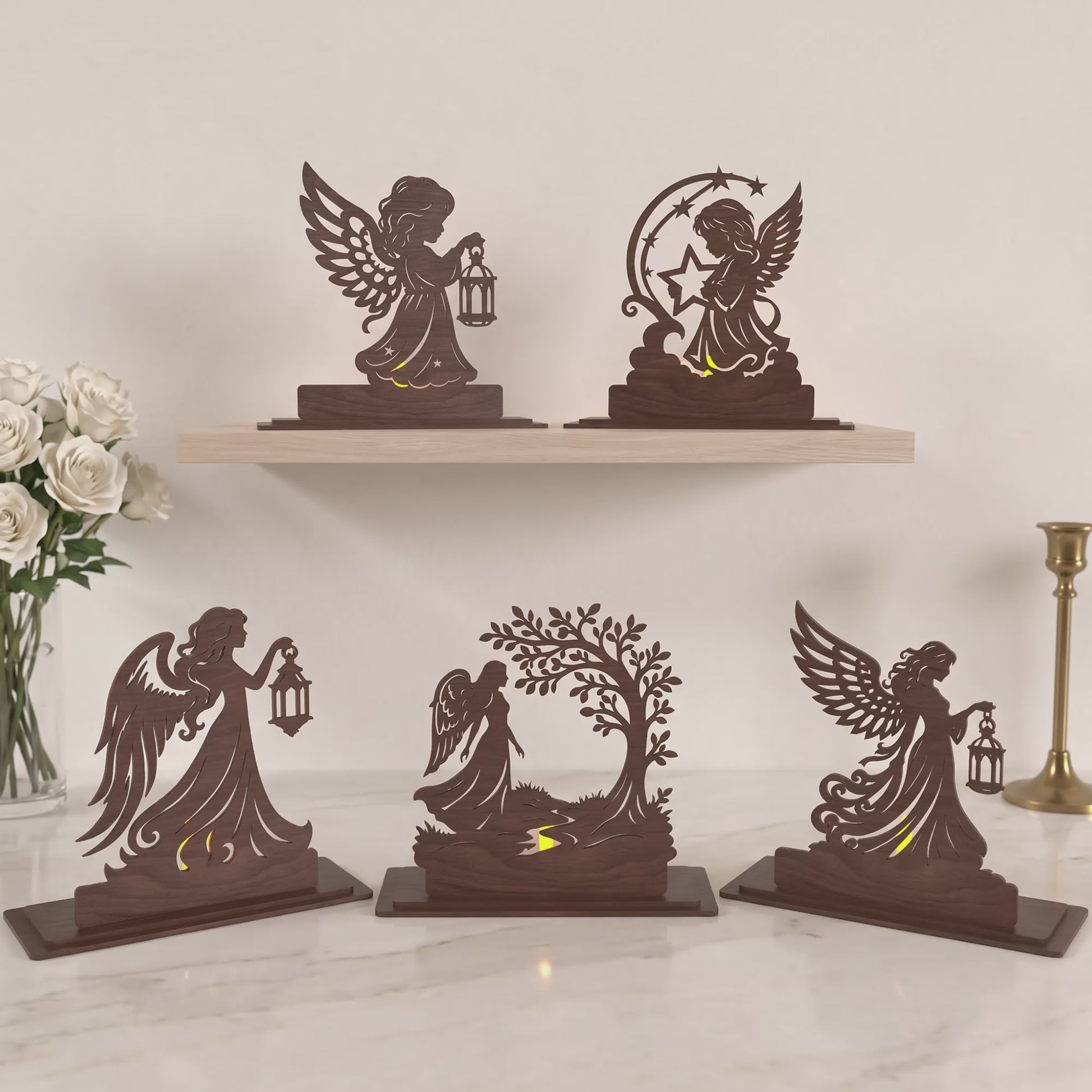 3D Multilayer Angel Tabletop Light Box SVG DXF Memorial Gift Plaque Laser Cut Files Pack Compatible with All Machines