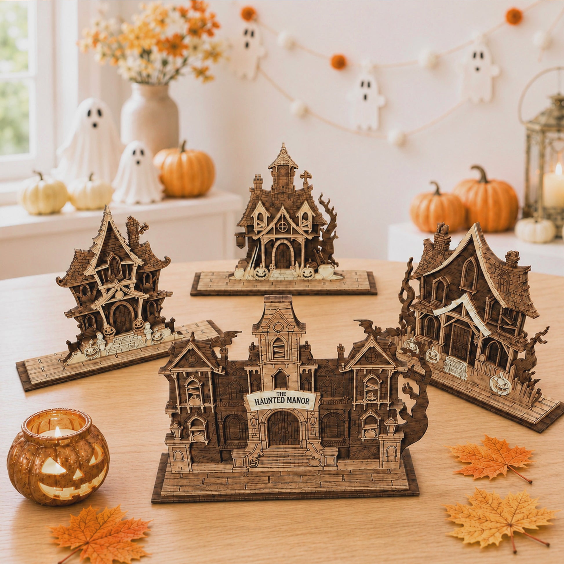 3D Halloween Haunted House Diorama Mansion Castle Bundle Universal Vector Design for All Laser Cutters xTool Glowforge CNC