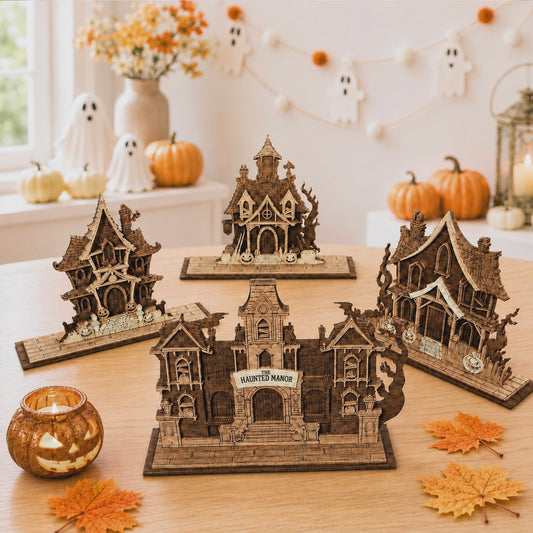 3D Halloween Haunted House Diorama Mansion Castle Bundle Universal Vector Design for All Laser Cutters xTool Glowforge CNC