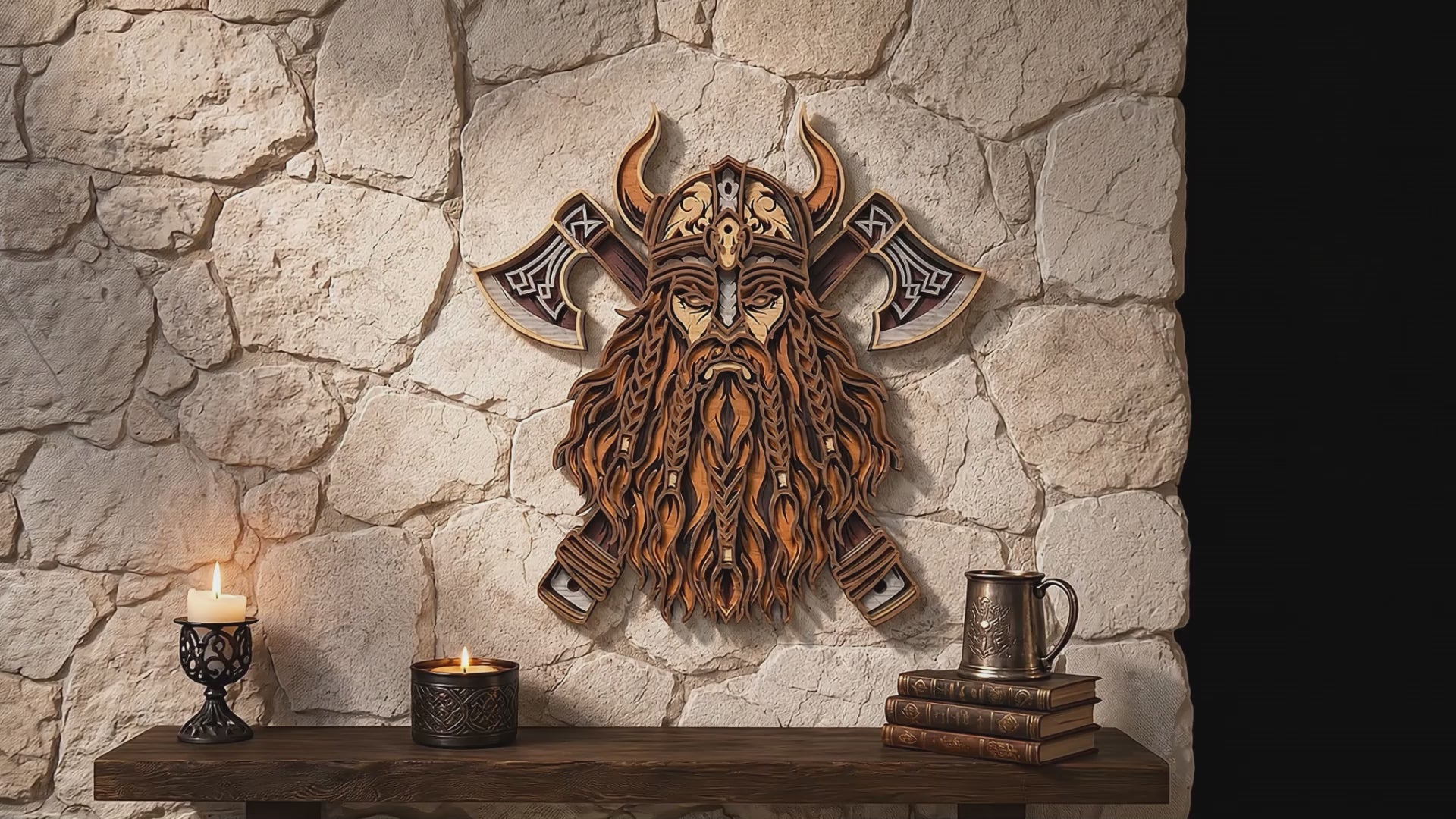 SVG DXF File Multilayer Viking Odin Laser Cut 3D Norse Mythology Design for Glowforge Wall Art | CUTSVG.COM