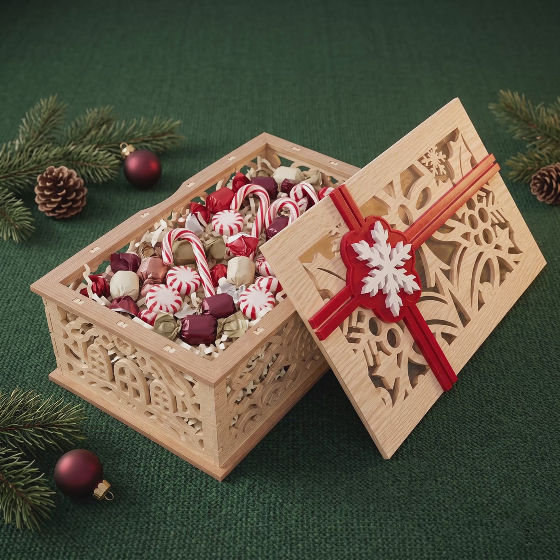 3D Multilayer Christmas Gift Box Bundle SVG DXF Holiday Favor Treat Box Laser Cut Files Compatible with All Machines