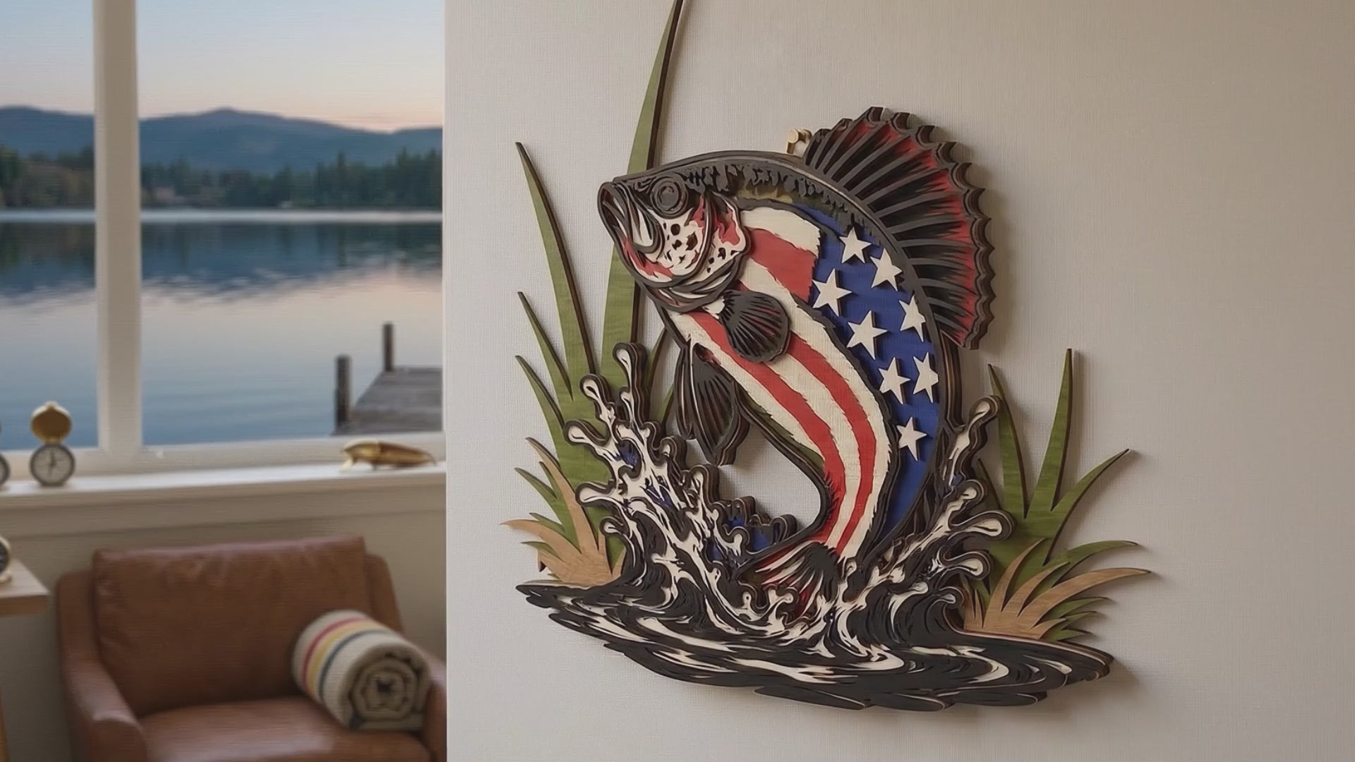 Patriotic Crappie Fish Laser Cut File SVG | American Flag Fishing Wall Art | Layered Fish Decor for Glowforge & LightBurn