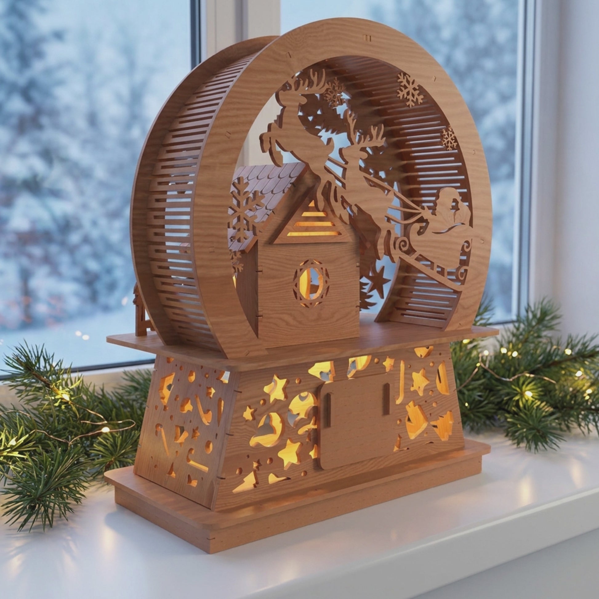3D Christmas Favor Treat Box Living Hinge Gift Basket Bundle Universal Vector Design for All Laser Cutters xTool Glowforge CNC