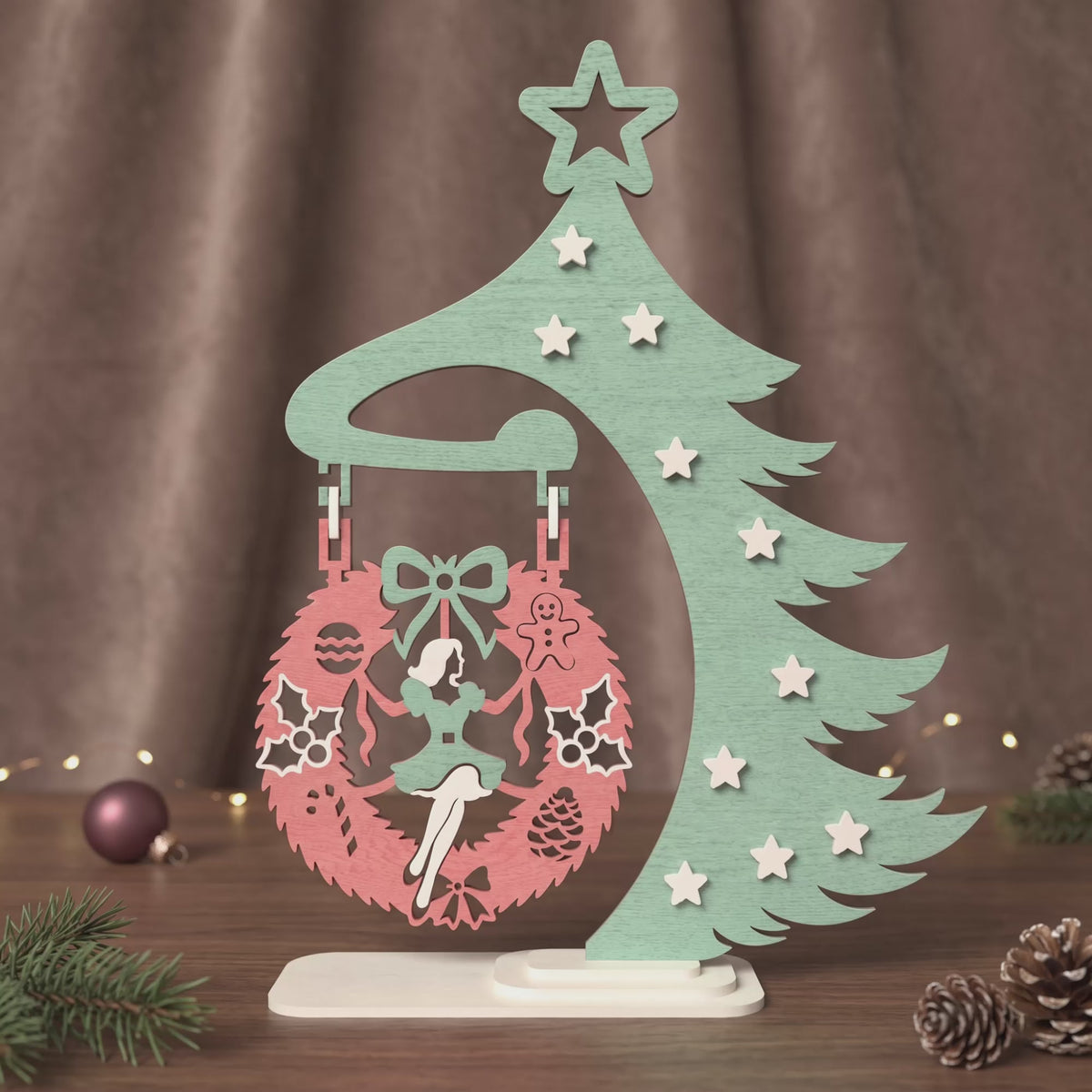 3D Multilayer Christmas Tree Stand SVG DXF Holiday Tabletop Ornament Laser Cut Files Compatible with All Machines