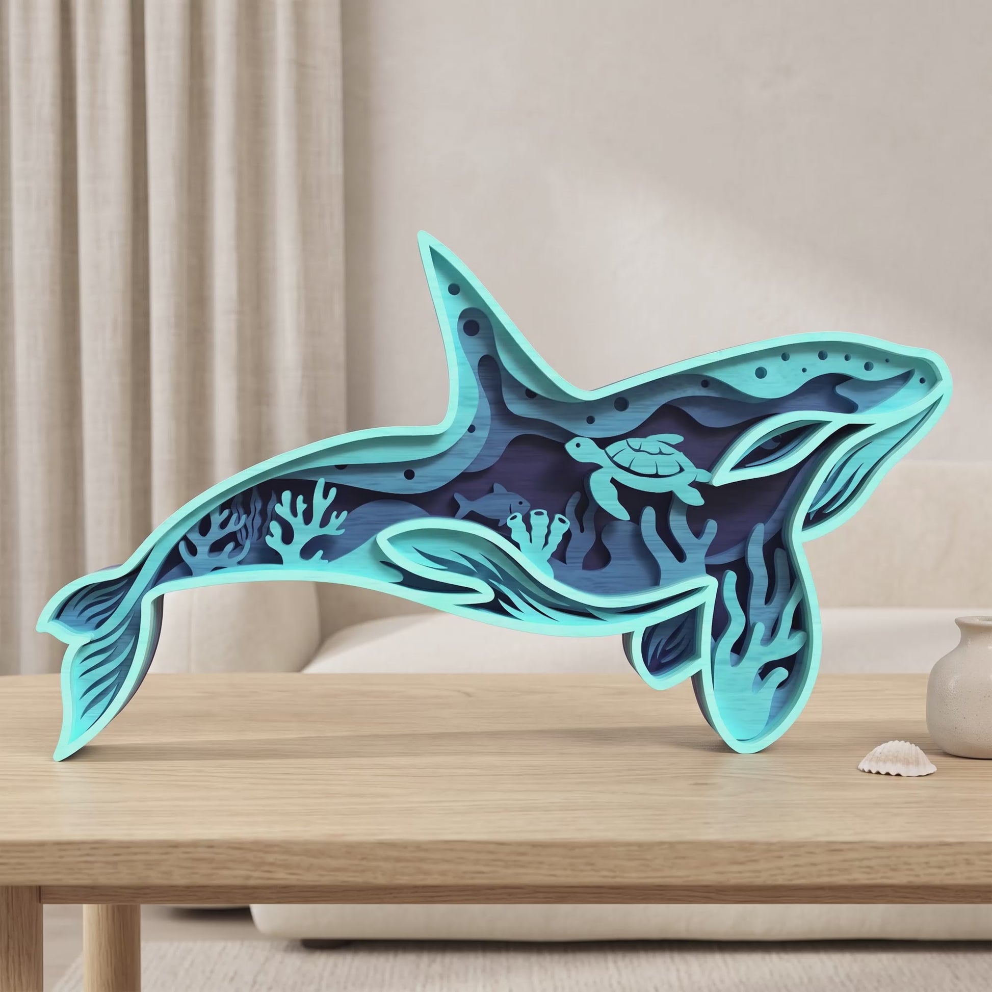 3D Multilayer Orca Whale Wall Art SVG DXF Ocean Sea Life Plaque Laser Cut Files Compatible with All Machines
