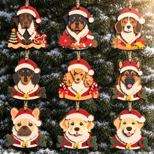 Christmas Dog Ornament Bundle, 9 Dog Breed Laser Cut Files, Wooden Pet Tree Decorations, Dog Lover Christmas Gift, Digital Download