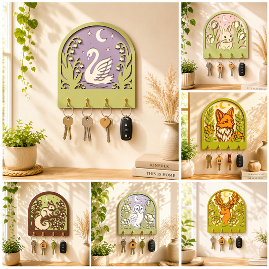 SVG DXF File Multilayer Swan Key Holder Laser Cut Vector Design for Glowforge Wall Art | CUTSVG.COM
