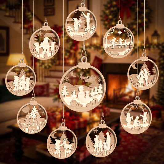 3D Multilayer Christmas Bauble Ornaments Bundle SVG DXF Winter Scene Hanging Plaques Laser Cut Files Compatible with All Machines