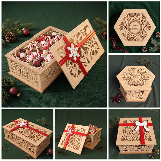 3D Multilayer Christmas Gift Box Bundle SVG DXF Holiday Favor Treat Box Laser Cut Files Compatible with All Machines