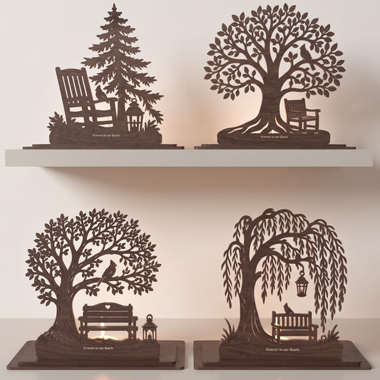 3D Multilayer Memorial Chair Tabletop Plaque SVG DXF Forever in our hearts Sympathy Gift Laser Cut Files Compatible with All Machines