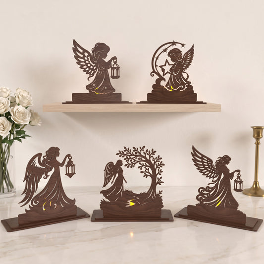 3D Multilayer Angel Tabletop Light Box SVG DXF Memorial Gift Plaque Laser Cut Files Pack Compatible with All Machines