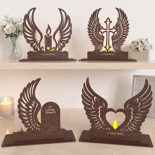 3D Multilayer Angel Wings Memorial Tabletop Plaque SVG DXF In Loving Memory Sympathy Gift Laser Cut Files Compatible with All Machines