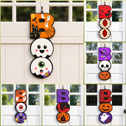 3D Halloween Boo Door Hanger Vertical Welcome Sign Bundle Universal Vector Design for All Laser Cutters xTool Glowforge CNC